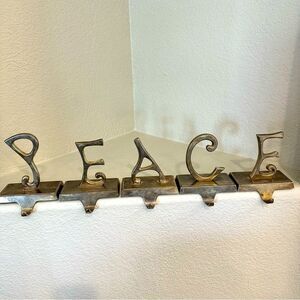 Pottery PEACE Christmas Stocking Holders